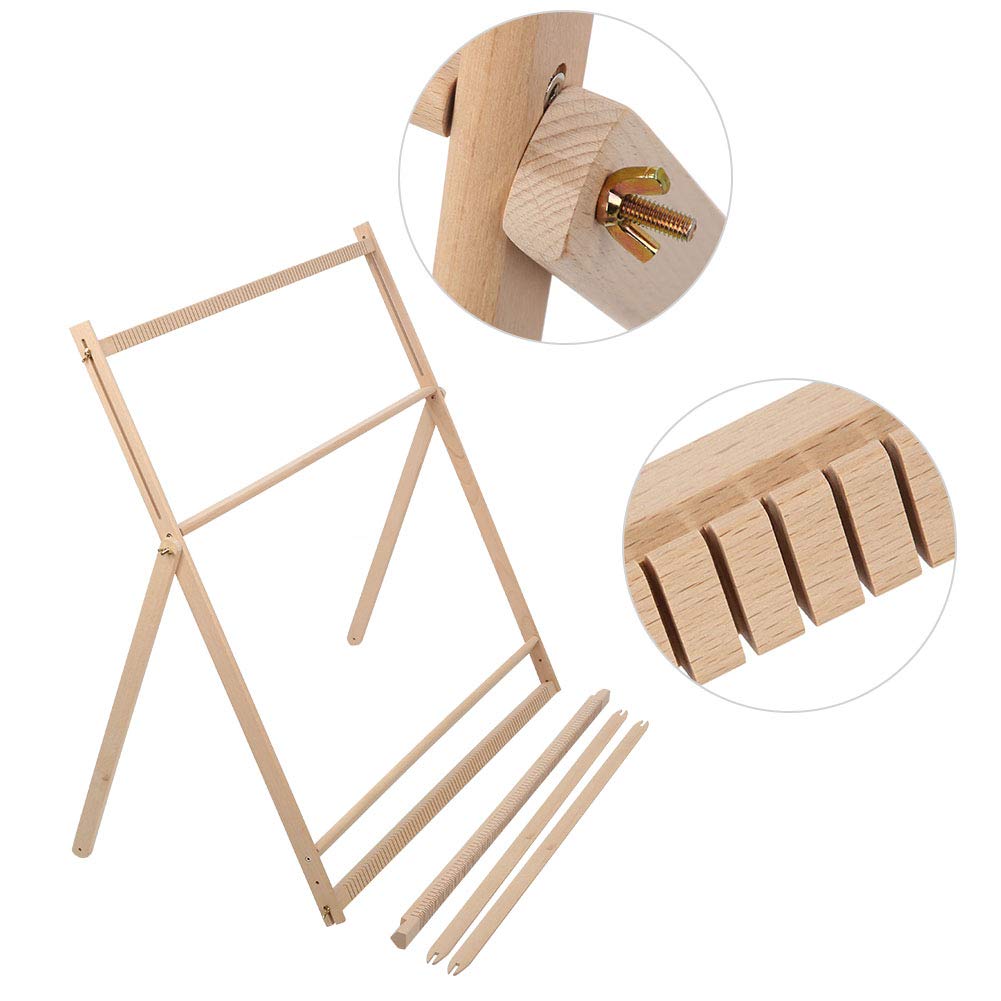 Métier à Tisser en Bois Bricolage Machine à Tisser à la Main en Bois Support Réglable Tapisserie Laine Outil à Tricoter Grand Cadre pour Débutant