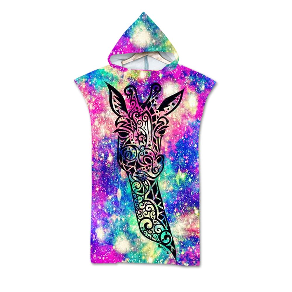 Accappatoio Poncho con Cappuccio Telo Mare, DOTBUY Stampa Lupo