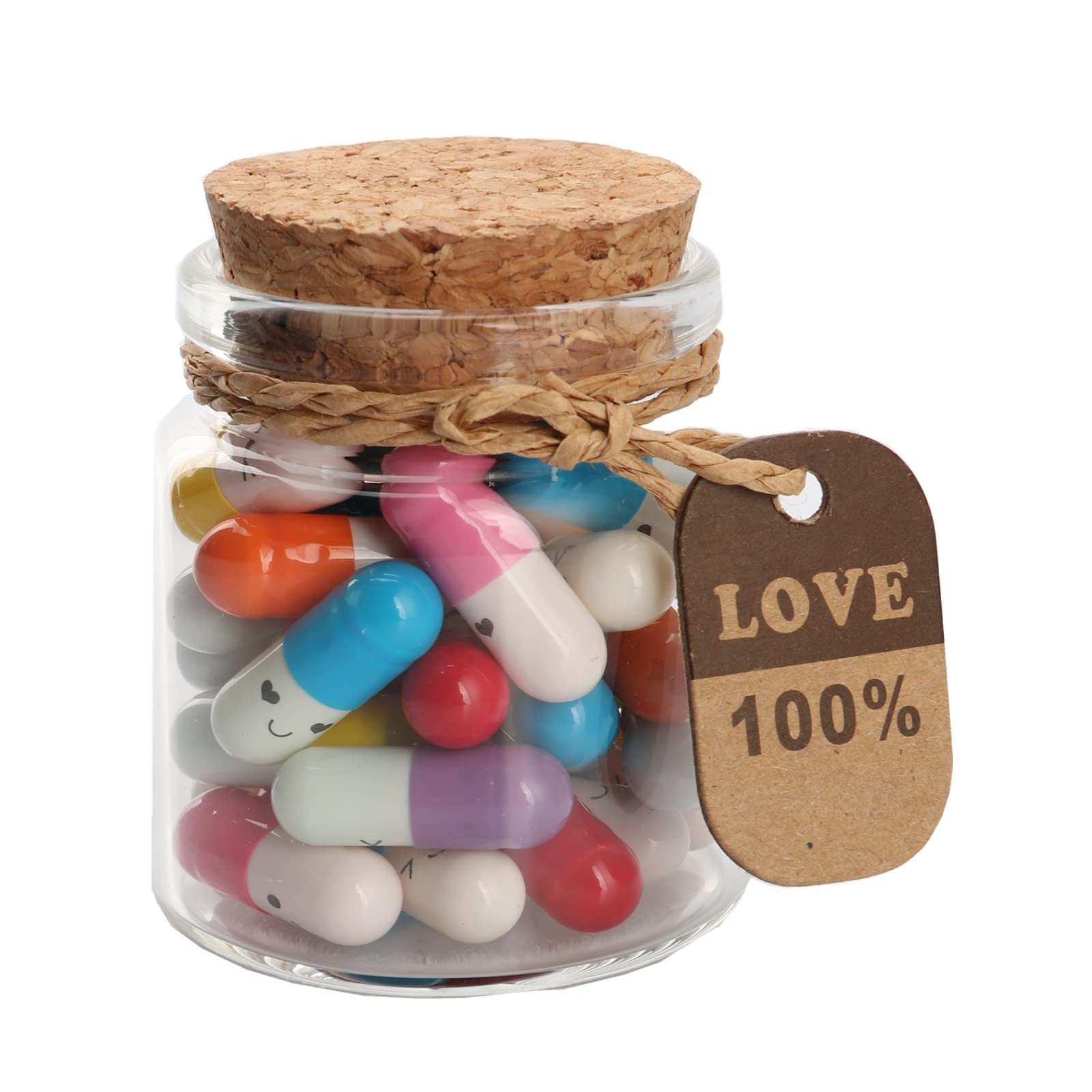 Capsule Letters Message in a Glass Bottle, Happy Pills Couple Love Gifts for Boyfriends Girlfriend Friends on Wedding Birthday Valentines Day (Mixed Color 25 Pcs)