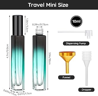 Segbeauty 0.34oz Refillable Perfume Bottle Travel, 5 Pack Glass Spray Bottles for Perfume, 10ml Empty Mini Fine Mist Cologne Travel Bottle, Portable Cologne Sprayer Atomizer with Refill Tool Kit