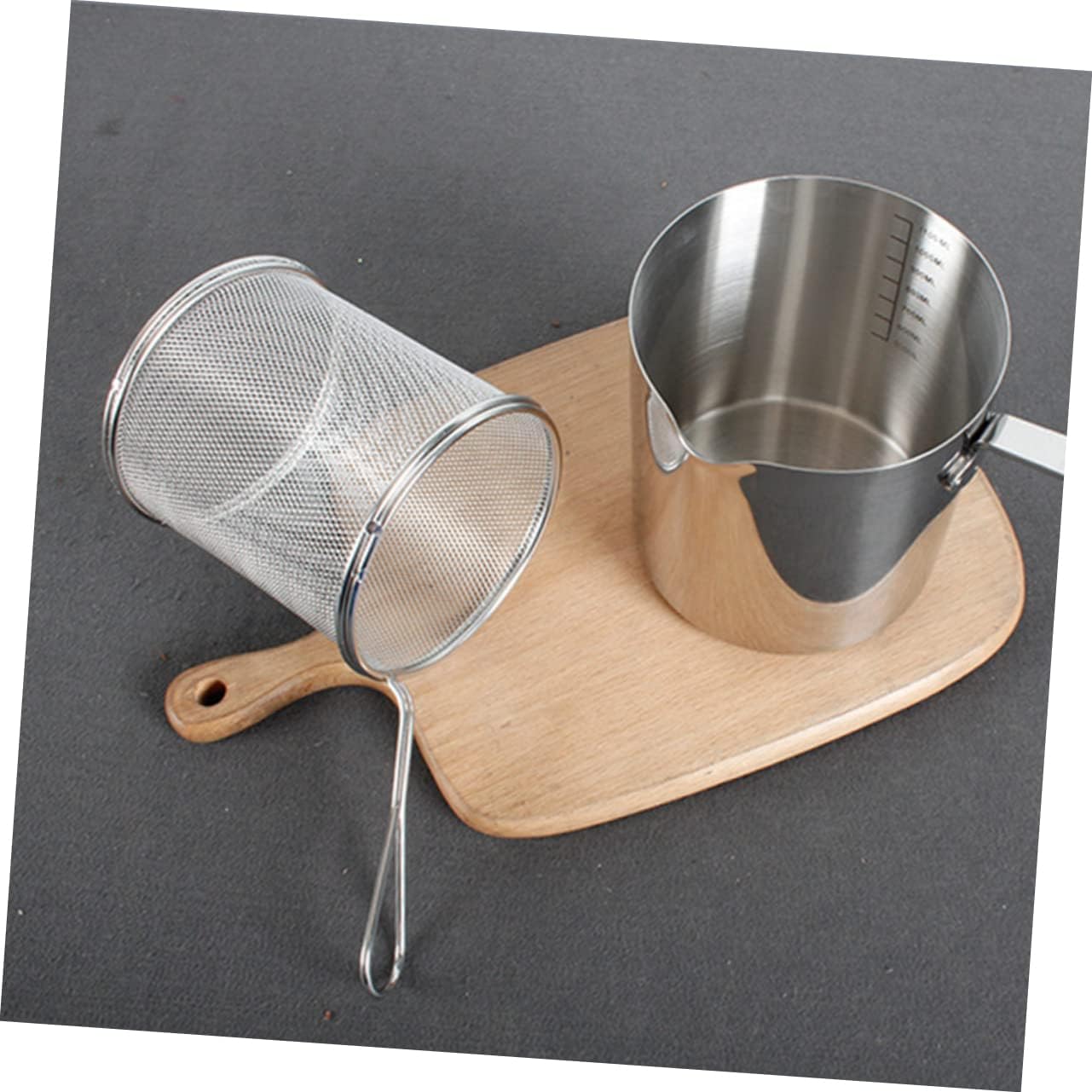 Ciieeo Stainless Steel Deep Pan Stir Fry Pan Outdoor Fryer Deep Fry Basket Pasta Basket