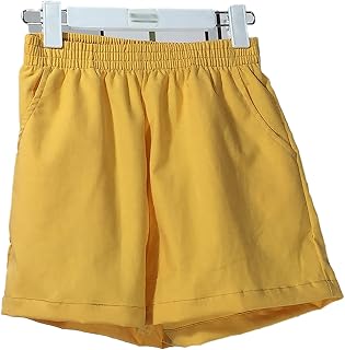 Mujeres Casual Shorts Plain Color Sólido Cintura Elástica Verano Playa Luz Algodón Corto Salón Pantalones al aire libre, amarillo, L