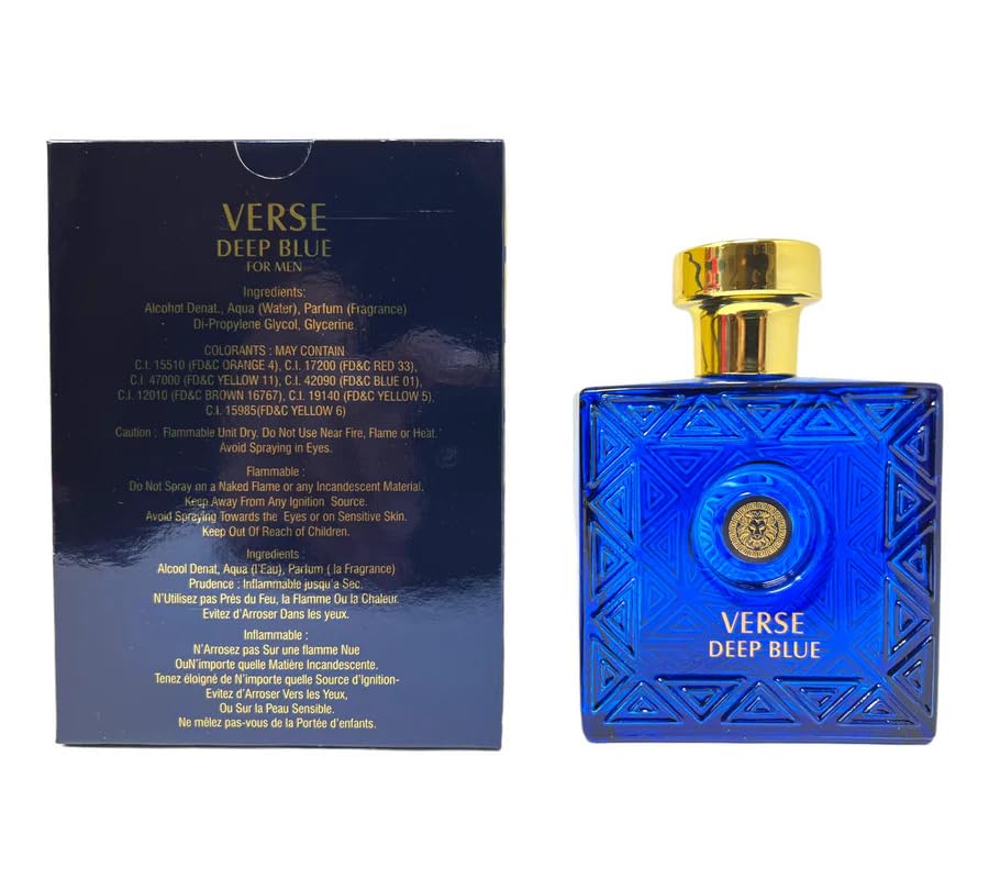 Verse Deep Blue For Men (Urban) Eau de Parfum 3.4 Fl Oz / 100ml – Long Lasting Fresh Aquatic Cologne for Men – Bold Masculine Scent with Citrus & Woody Notes – Luxury Designer Inspired Fragrance Spray - Image 2