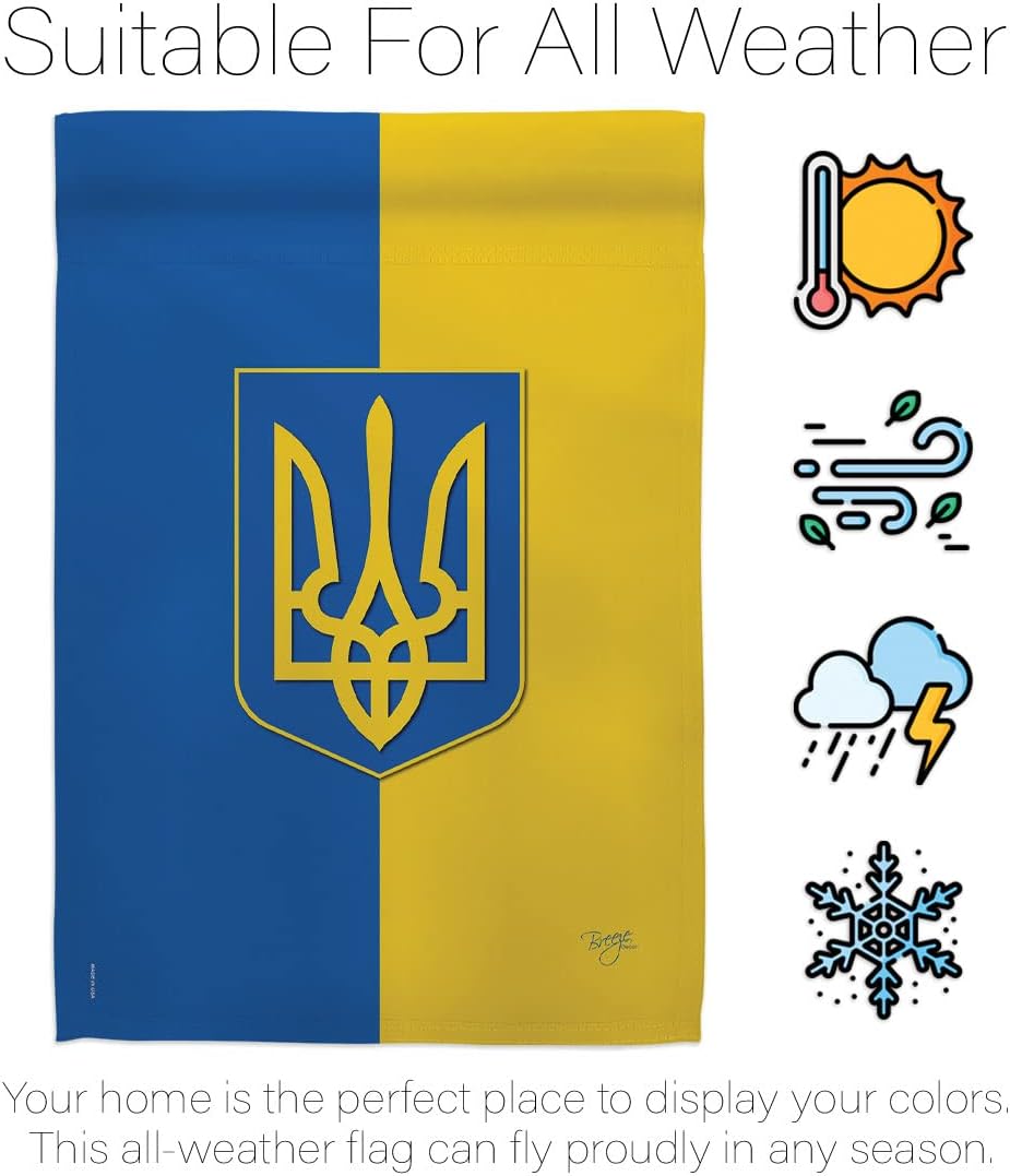 Ukraine Garden Flag Set With Stand Bandera de Ucrania Breeze Decor Indoor Tapestry Suppport Україна Outdoor Home Decorations House Banner Wall Hangi Ukrainian Gifts Made In USA
