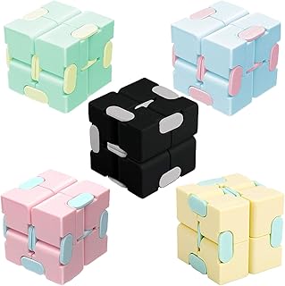5 Pack Infinity Cube Toy, Fidget Blocks Fidget Cube Toy and Flip Cube Finger Toys for Birthday Gifts Goodie Bag Basket Stu...
