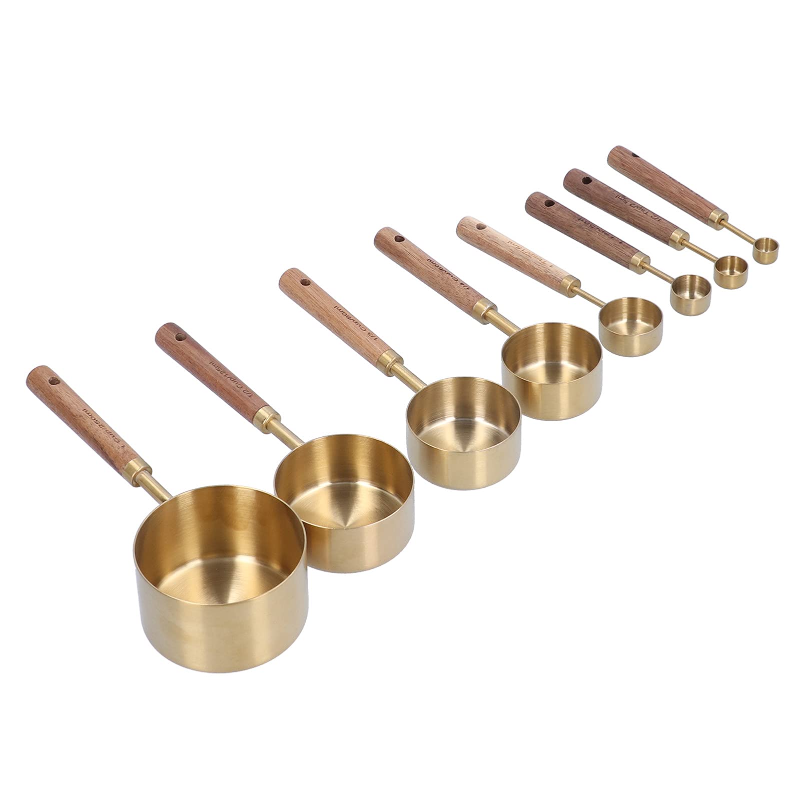 Juego de cuchara y taza medidora EMUKOEP de acero inoxidable y madera para repostería casera