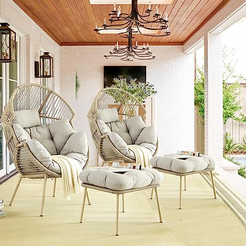 Egg Chair Outdoor Basket Chairs - 4 PC Wicker Patio
