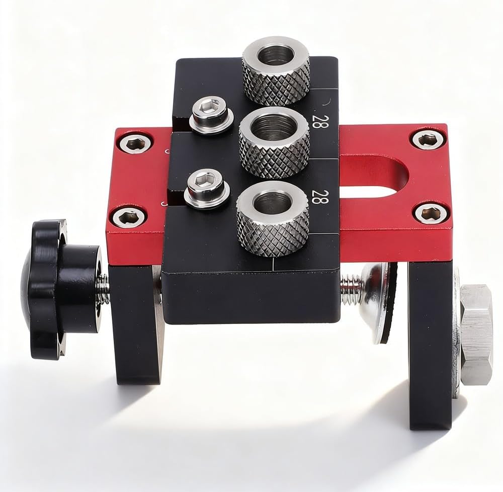 Furniture Assembly Kit DIY Pocket Hole Jig 3 in 1 Aluminum Alloy with Dowel Guide 8mm 10mm 15mm - Adjustable Cam Lock Alignment, Self - Centering for Woodworking