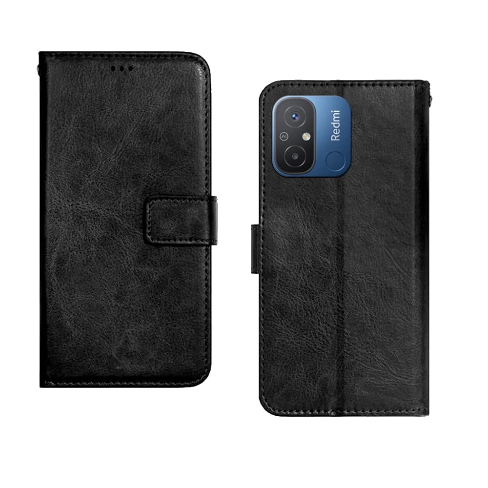 Etechnic Redmi 12C Flip Case | Premium Leather Finish Flip Cover | with Card Pockets | Wallet Stand |Complete Protection Flip Cover for Redmi 12C - Black (B0C3RNMJXG) Amazon Price History, Amazon Price Tracker