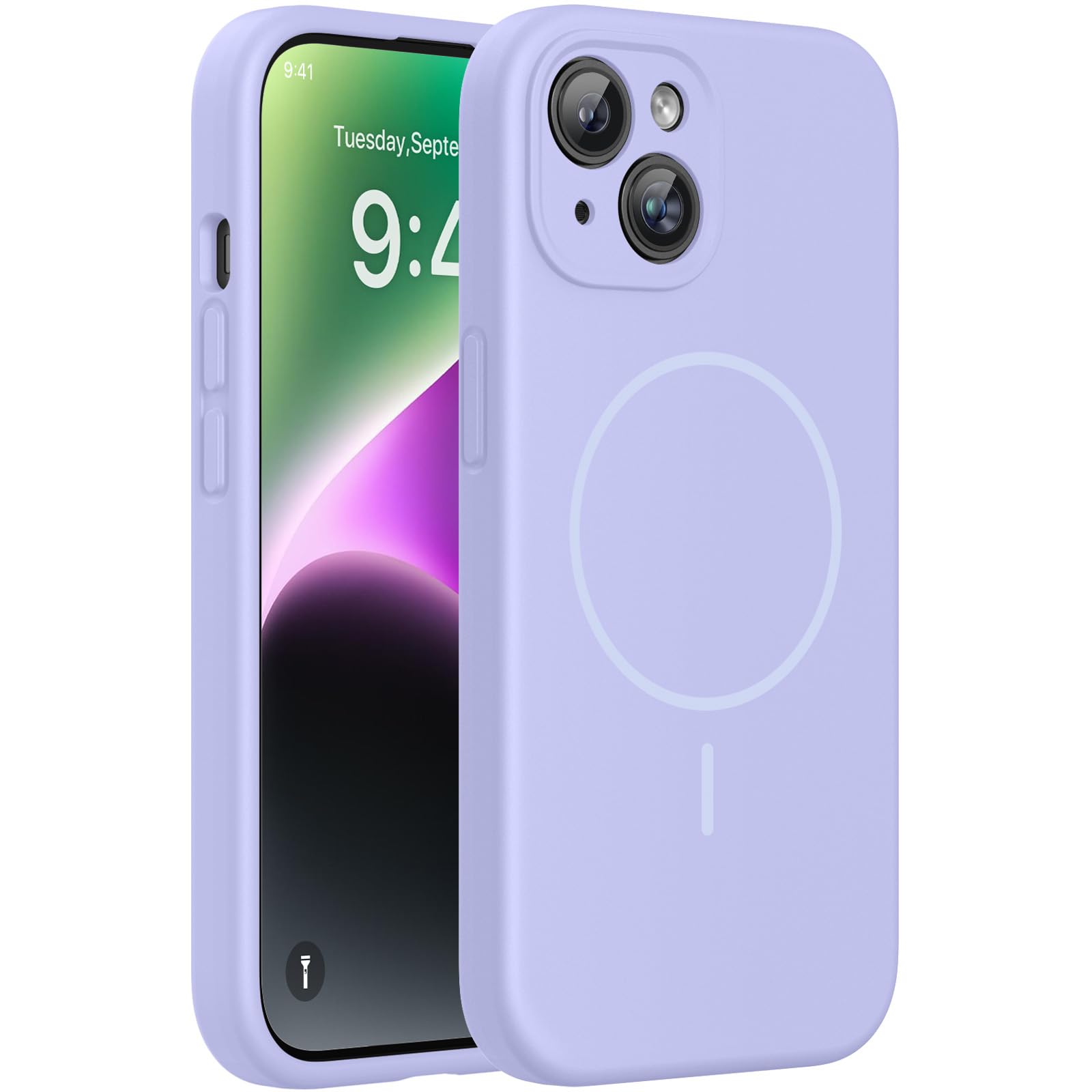 Miracase Silicone &amp; Magnetic for iPhone 14 Case, Light Purple