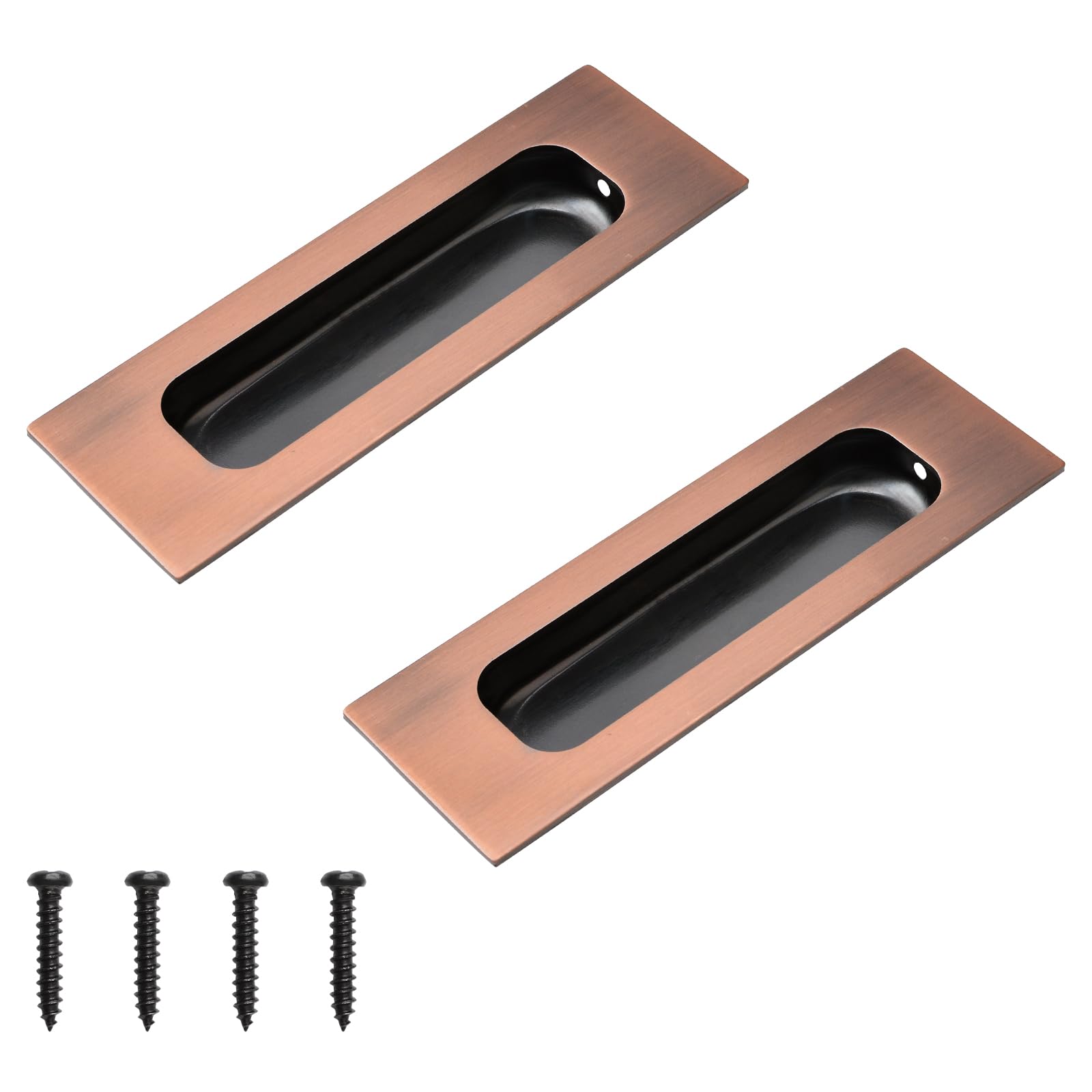 Morobor Red Bronze Recessed Finger Pulls, 2Pcs Rectangular Flush Pulls 4.7 Inch Length Sliding Door Handles, Stainless Steel Cabinet Pulls For Wardrobe Drawer Pulls (Red Bronze)
