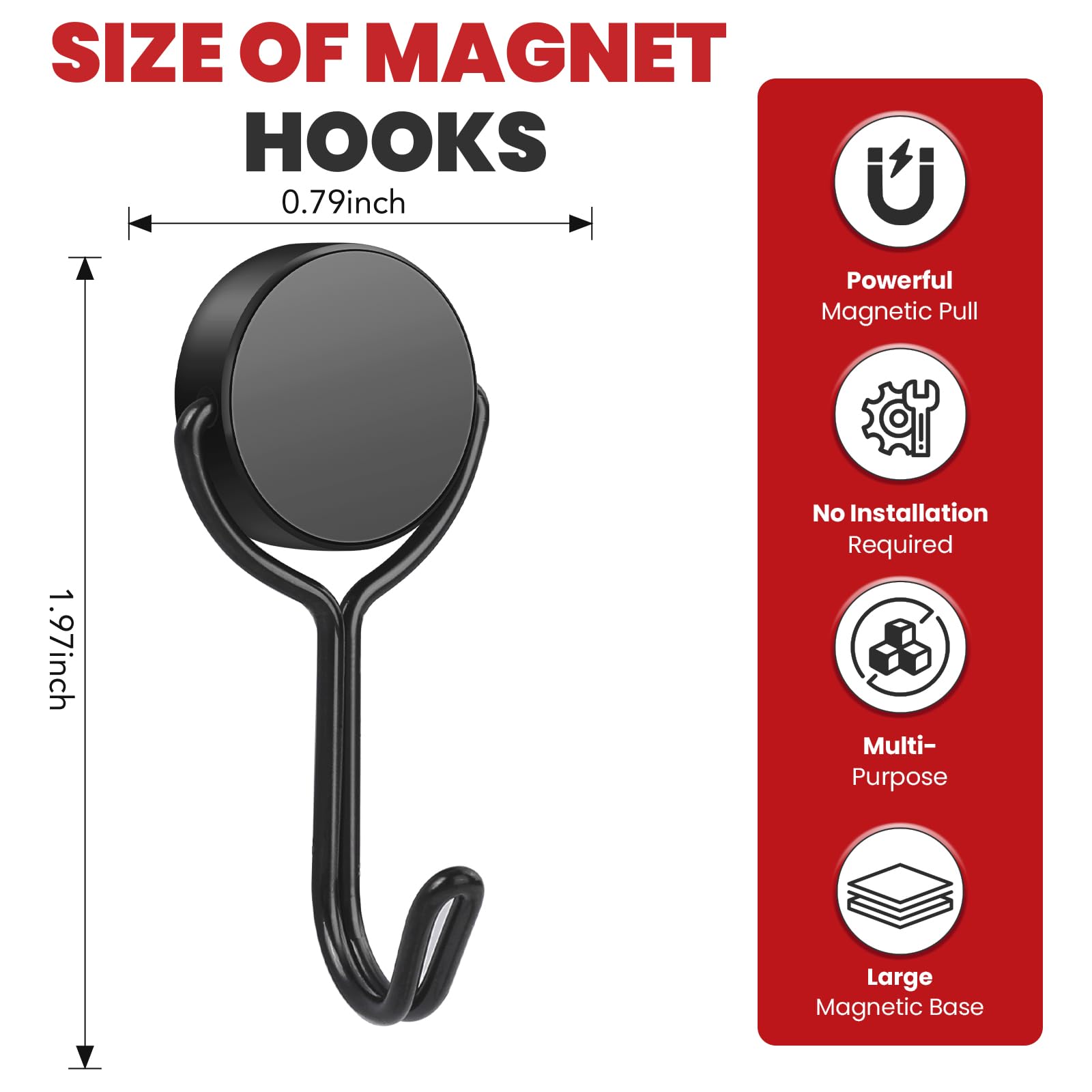 Buelkmag Ganchos magnéticos, ganchos magnéticos de acero inoxidable 304 resistentes para parrilla de refrigerador, imanes fuertes con ganchos para el hogar, cocina, soporte para llaves de garaje,