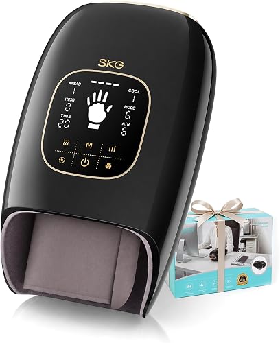 SKG OS500 Hand Massager with Heat and Compression, Kneading & Cooling | Hand Relaxation, Birthday Gifts for Women Men, Cordless Massager for Wrist and Palm, 3 Heat Levels & 4D Roller