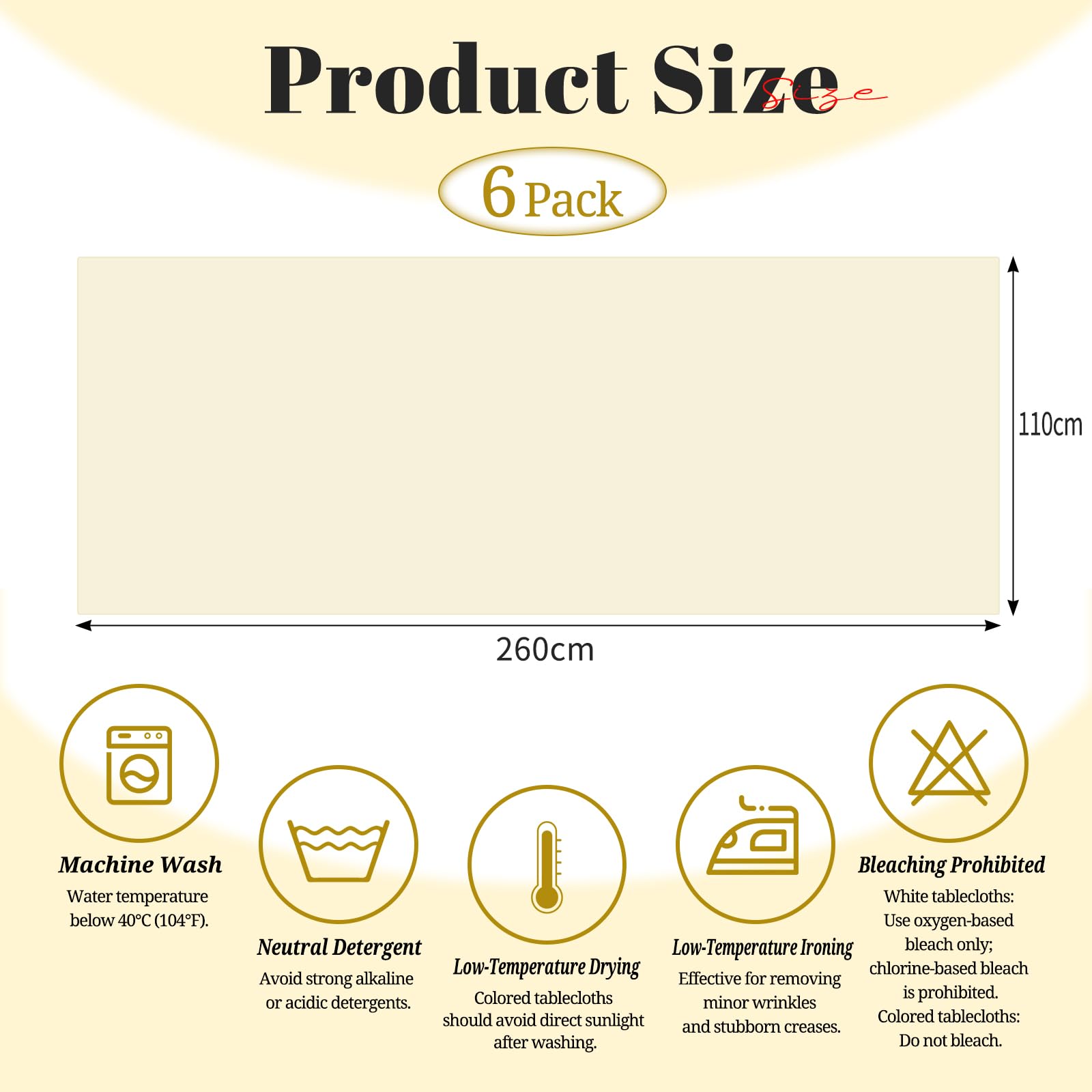 6 manteles universales para mesa de cerveza, beige, para mesas de cerveza, 70 cm y 50 cm, fundas rectangulares, lavables, 110 x 260 cm (beige)