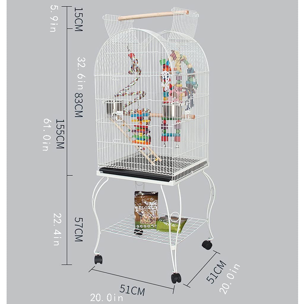 Gabbia Voliera Rack interattivo dell'animale domestico della gabbia per uccelli e gabbia pappagallo mobile con alimentatore adatto per pappagalli canarini, fringuelli, uccelli amore e parrocchetti Bir
