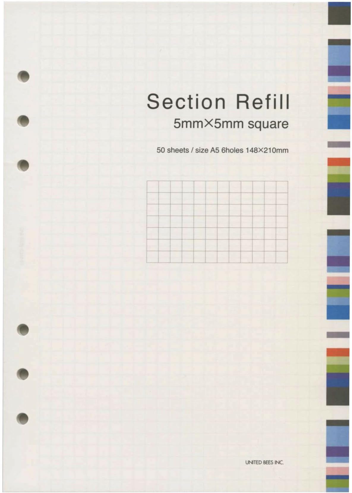 United bees A5 size 6-hole personal organizer refill, graph-ruled paper, 50 sheets RF6-A5-01 by United bees