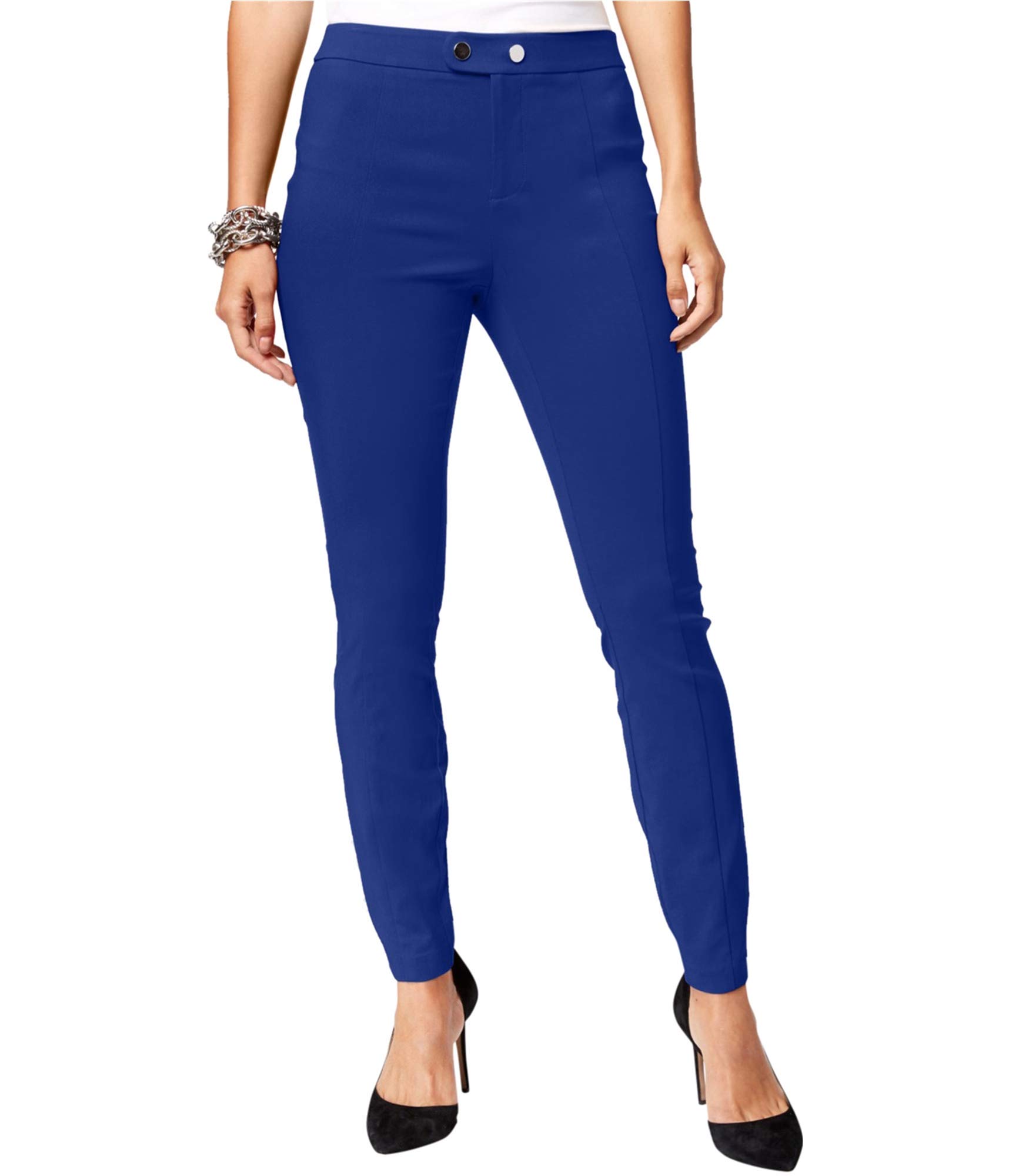 I-N-C Womens Snap Front Casual Trouser Pants Blue 4