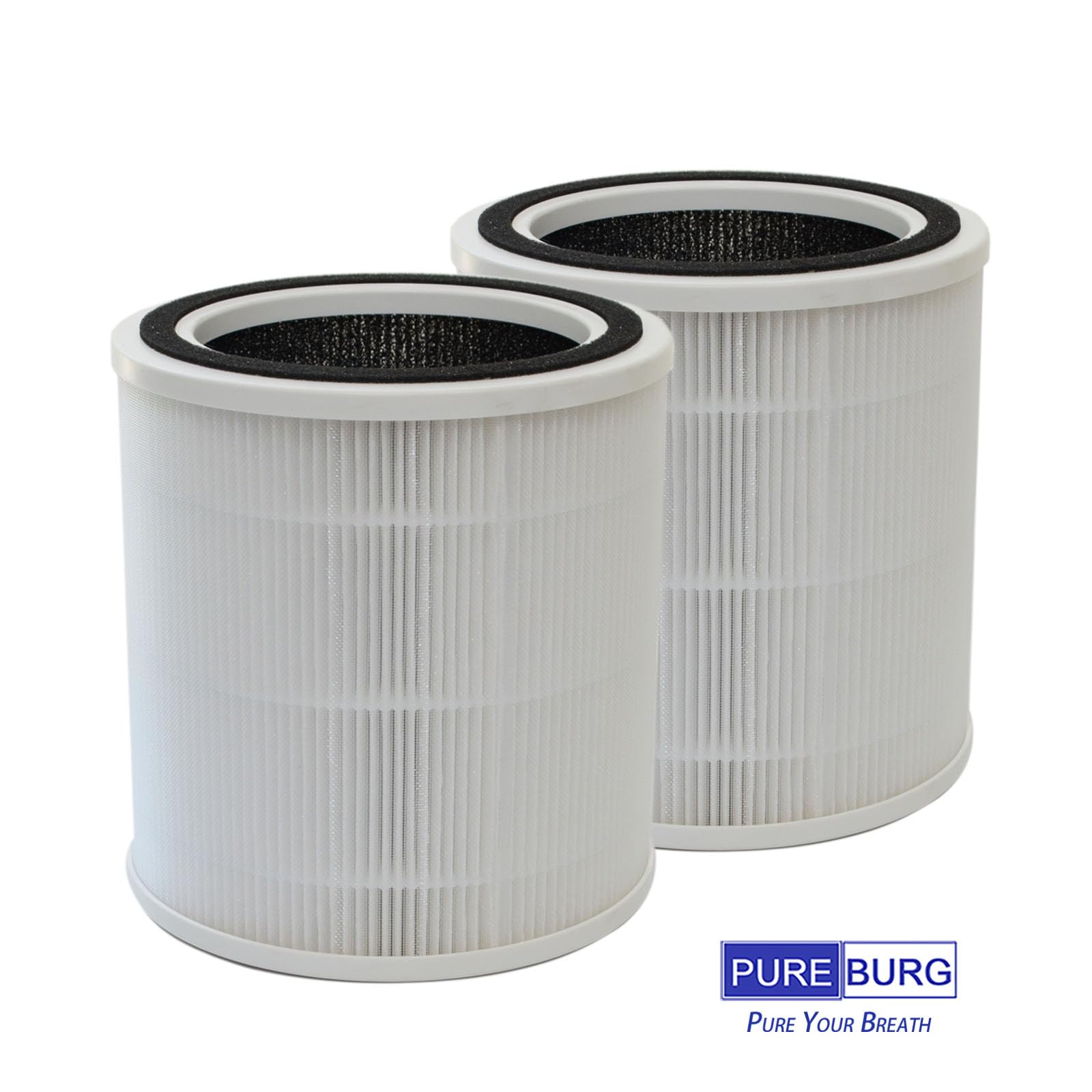 PUREBURG AC400 True HEPA Replacement Filters Compatible with Purivortex AC400 Air Purifier, H13 3-Stage Filtration Activated carbon 2-IN-1 Air Clean Dust VOCs Odor,2-Pack