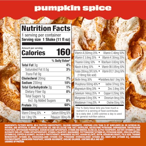 Premier Protein Shake, Limited Edition Pumpkin Spice, 30g Protein, 1g Sugar, 24 Vitamins & Minerals, 11 fl oz (4 Pack) - image 2