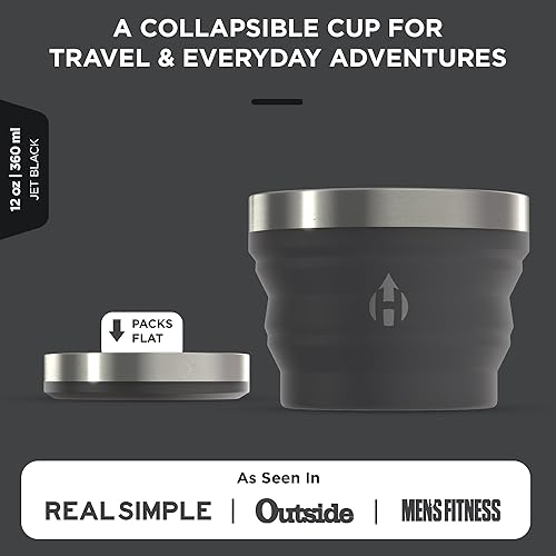 Miniatura 2 de HYDAWAY Vaso plegable  12 onzas, taza de viaje reutilizable de silicona para beber y aperitivos, días de niños, campamento y mochileros, pequeño,