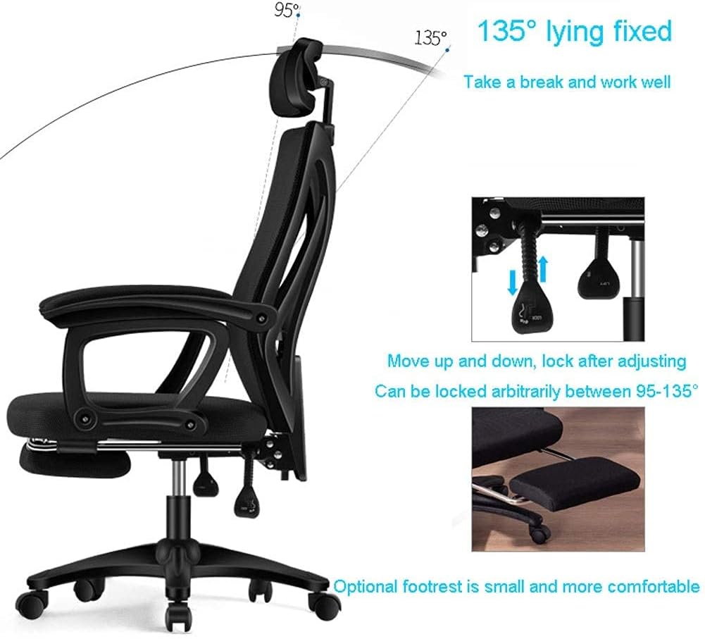 Chairs,Zero Gravity Swivel Chairs,Gaming Racing Chair with High Back for Games,Office Chair for Pc,Adjustable Lumbar Support/White Frame Black Net