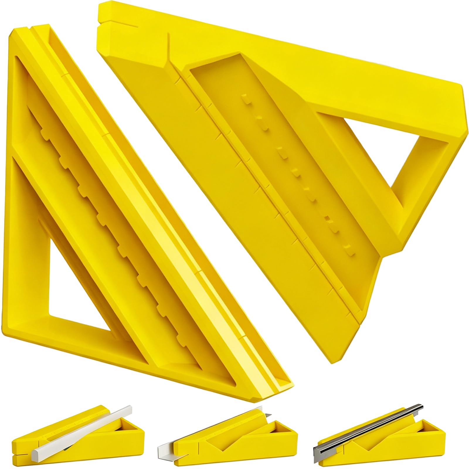 Packool Tile Trim Tool, ABS Profile Cutting Guide with V Groove, Top Side Linear Channels, Stable Clamp Slot for 45 Degree Miter Work, Edge Finishing and Home Installation