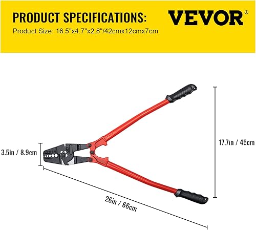 Miniatura 7 de VEVOR Crimpadora de mano de 24 pulgadas, herramienta de estampación de 5 cavidades de 116 pulgadas 332 pulgadas 18 pulgadas 532 pulgadas 316