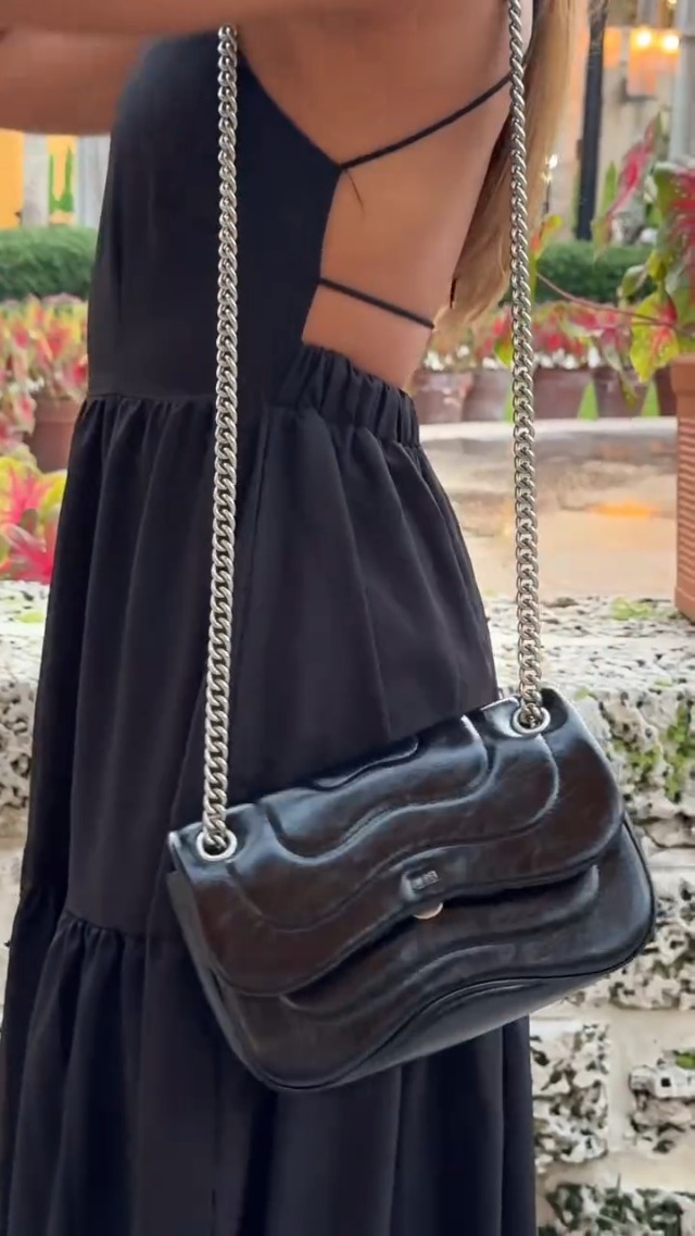 JW PEI Women's Tina Quilted Chain Crossbody - Black: Handbags