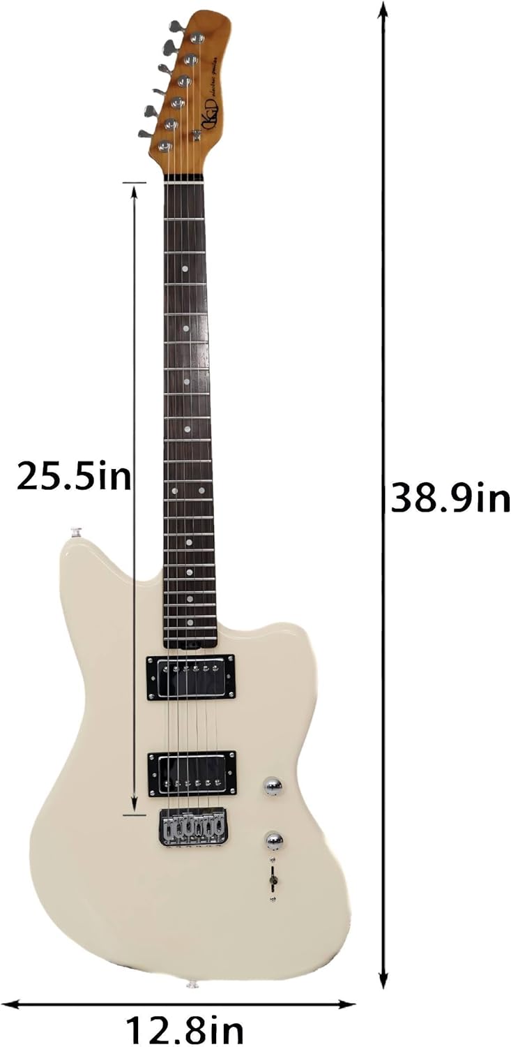 KGD Jazzmaster Mahogany Solid Body Electric Guitar,Roasted Maple Neck and Rosewood fingerboard,Bone Nut,6-String H-H Guitar,Professional/Full Size/Electric Guitars for Adults