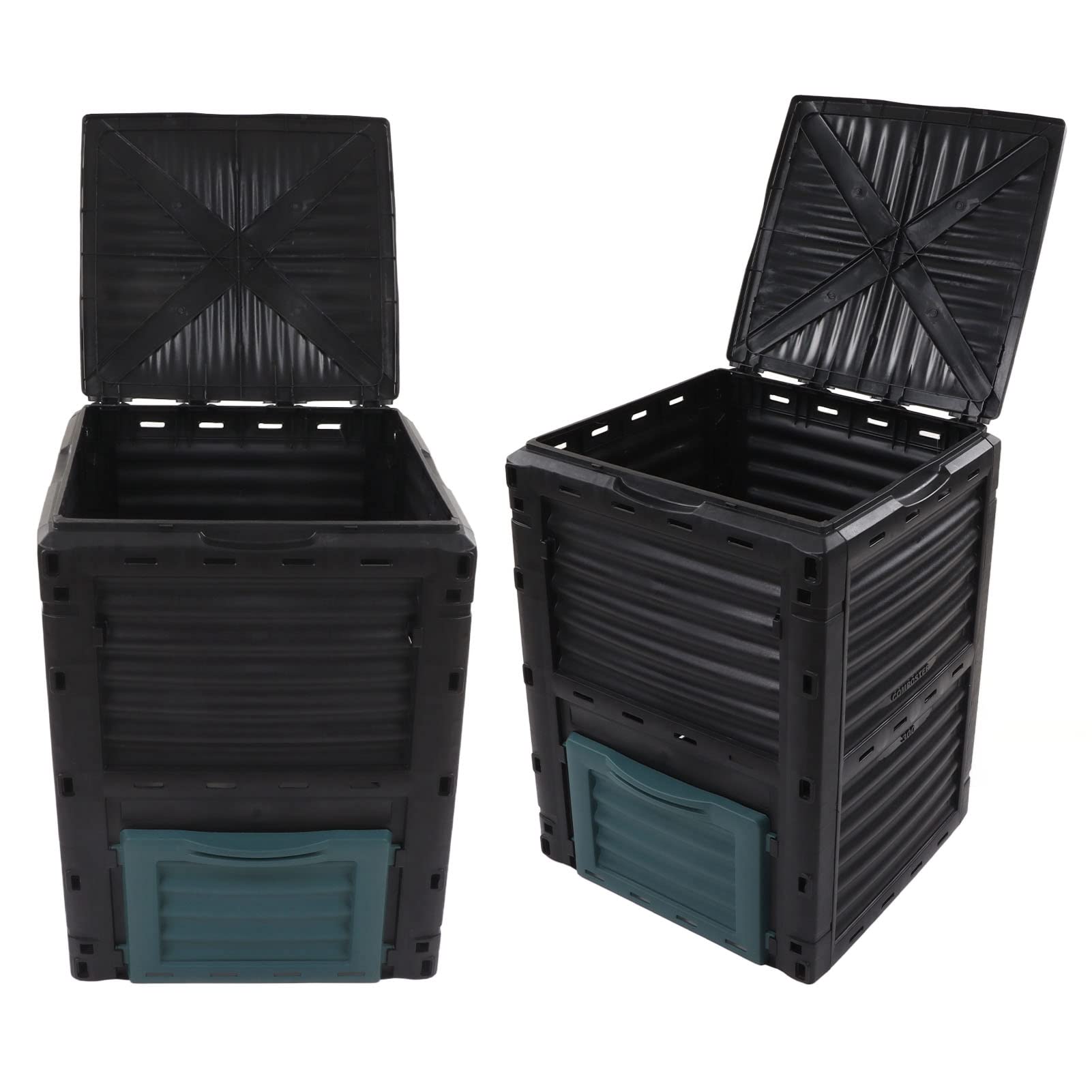 Contenedor de compostaje Compostador 300L Cubierta Superior con bisagras de Gran Capacidad con ventilación para Uso en Exteriores en el jardín de la Cocina Diseño cuboide de