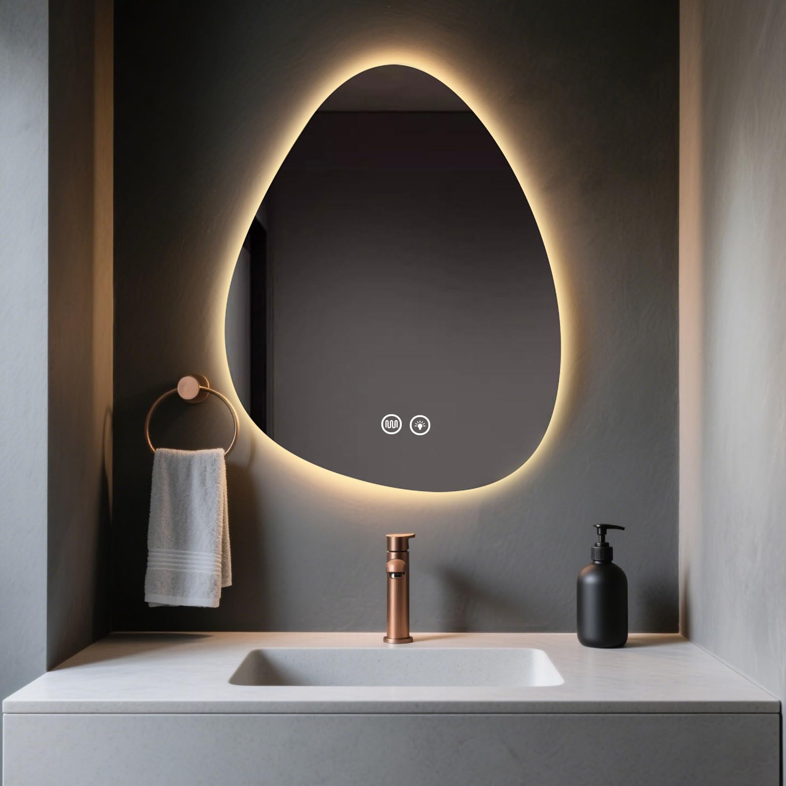 FGXHHS with Lights Smart LED Vanity Anti-Fog 3 Color Temperatures Dimmable Memory Function HD Tempered Glass Shatter Proof Waterproof Wall Mounted A 70 * 90cm/27.5 35.4in