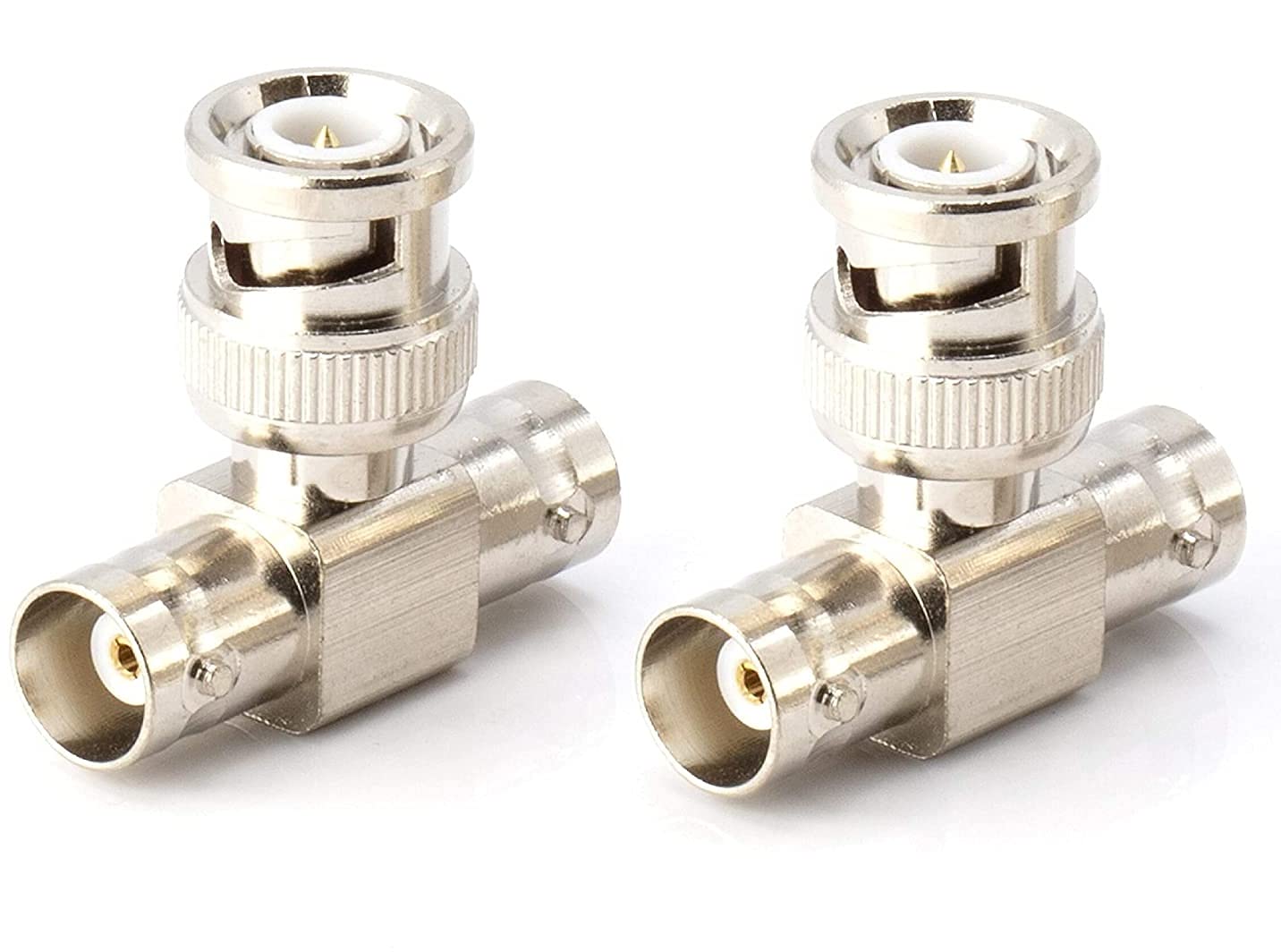 Gagool BNC T Adapter Male to Dual Female BNC Adapter T Shaped Coax Splitter Coaxial Cable Extension (2 Pack)