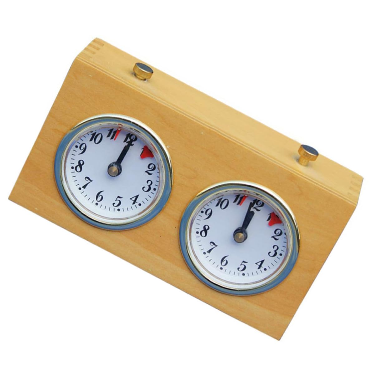 BESTYASH Reloj de Ajedrez Mecánico Portátil para Partidas de Weiqi y Ajedrez Chino, Estructura Mecánica sin Baterías, Material Madera y Aleación de Pinchbeck, Color Amarillo