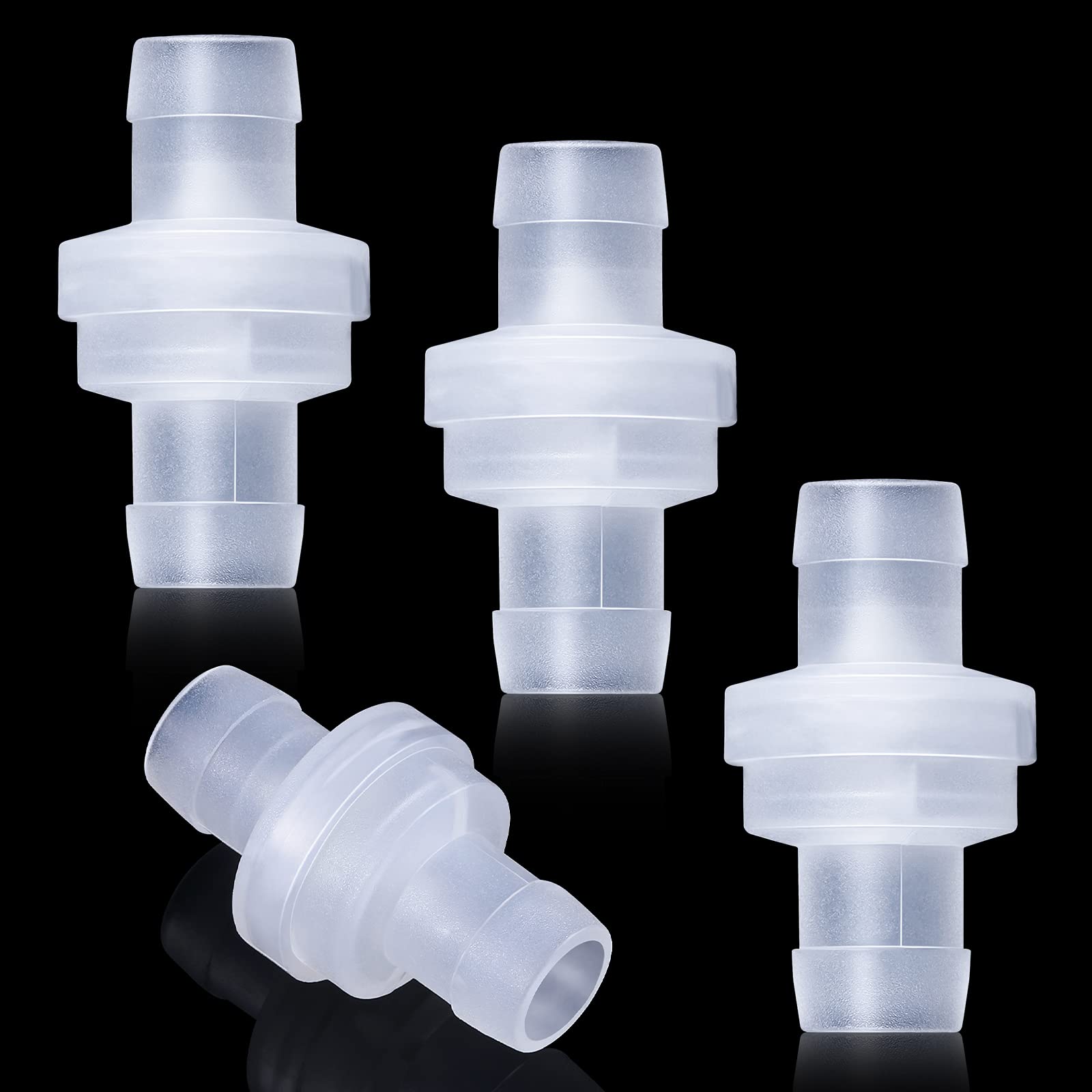 4 Pieces Hose Fuel Line One Way Valve Water Oil Air Gas Check Valve Barb Hose Check Valve Non Return Plastic Valve for Fuel Gas Liquid Air, 1/2"(12MM)