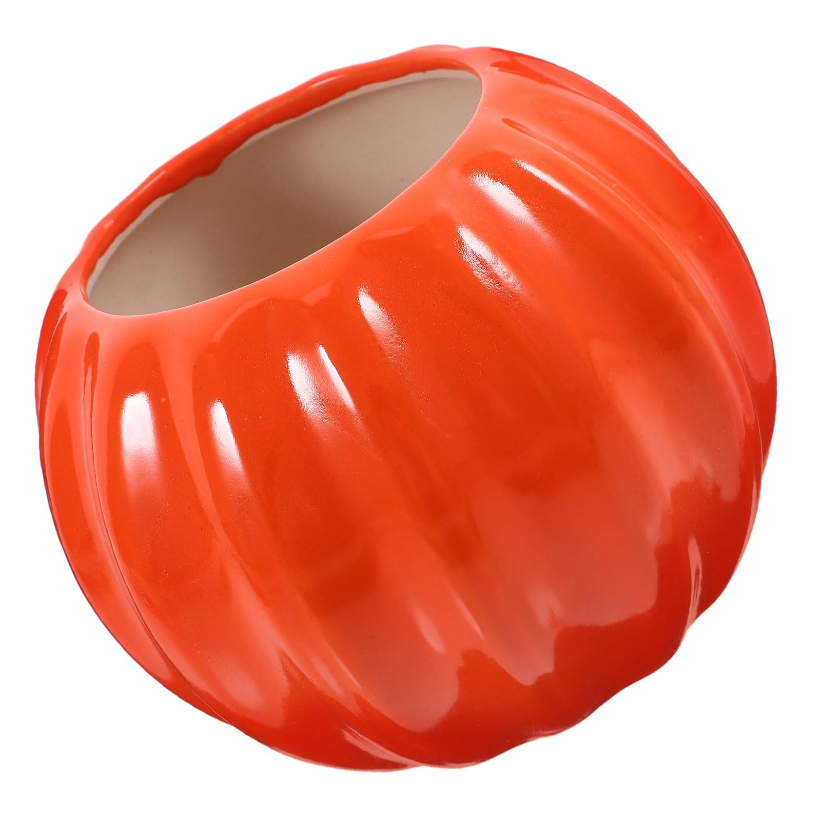 Vase en céramique citrouille orange solution déco compacte pour petit salon moderne