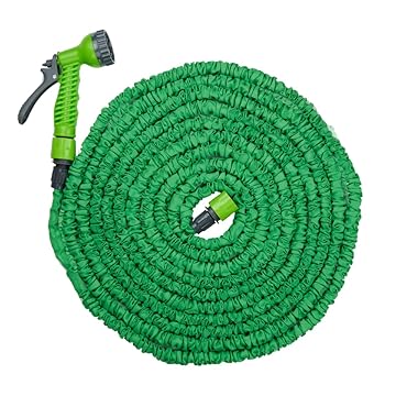 Kinzo Tubo da giardino flessibile 20M - Tubi da giardino con attacco - Tubo da giardino con 7 modalità di spruzzatura - Plastica - Verde/Grigio