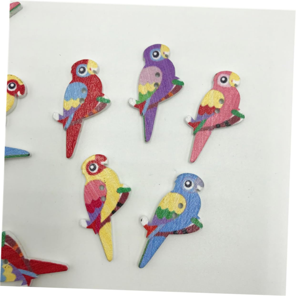 STOBOK 50pcs Fashion Wood Buttons Bird Buttons Wooden Scrapbook Place Value Dice Scrapbooking Button Bird Wooden Animal for Crafts Jeans Parrot Bamboo - Image 3
