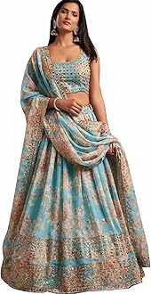 Indian Bollywood Stylish Designer Ready to Wear Lehenga Choli Party Wear Pakistani Beautiful Choli (SKY BLUE, M), Medium