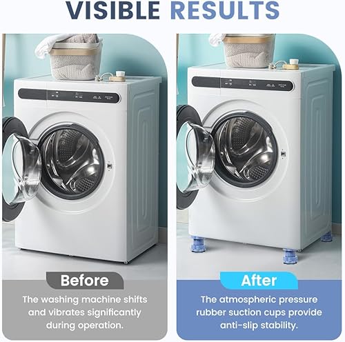 Miniatura 4 de Almohadilla de elevación universal para base de lavadora, almohadillas elevadoras antivibración para lavadora, soporte de nivelación ajustable para