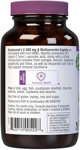 Miniatura 3 de BlueBonnet Vitamina C 500 mg más cápsulas de bioflavonoides, 90 unidades (743715005228)