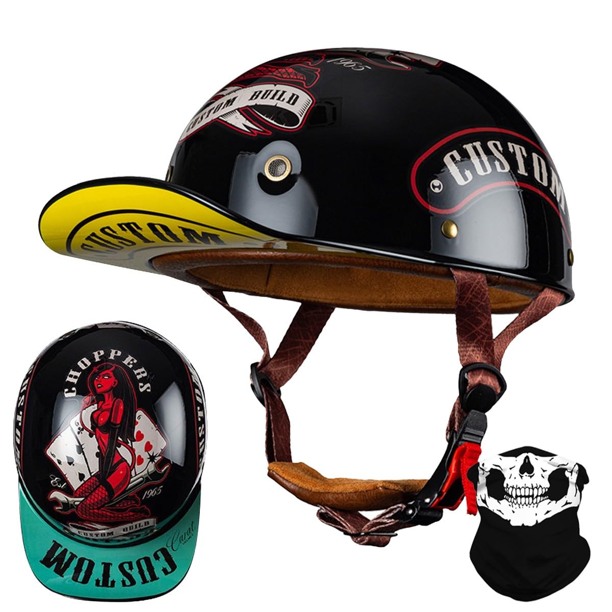 Casco motocicleta ligero tipo béisbol que evita el dolor de cuello en ruta