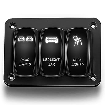 3 Gang Rocker Switch Panel Luminshack 5 Pin toggle Switch Aluminum Panel Switche Panel for 12V 24V Cars Boats ATVs Trailers