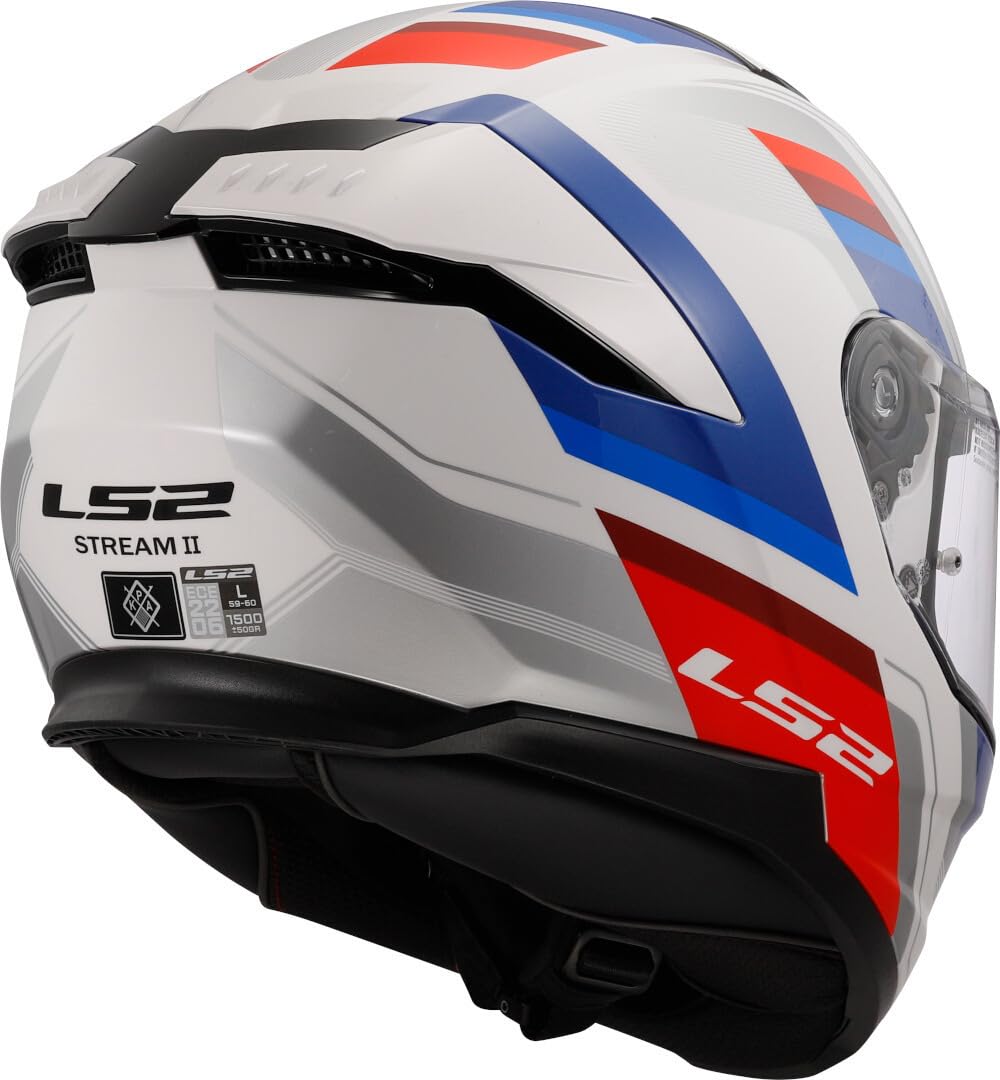 LS2 FF808 Vintage White Blue Red Dual Visor Ece22.06 Approved Full Face Motorcycle Helmet