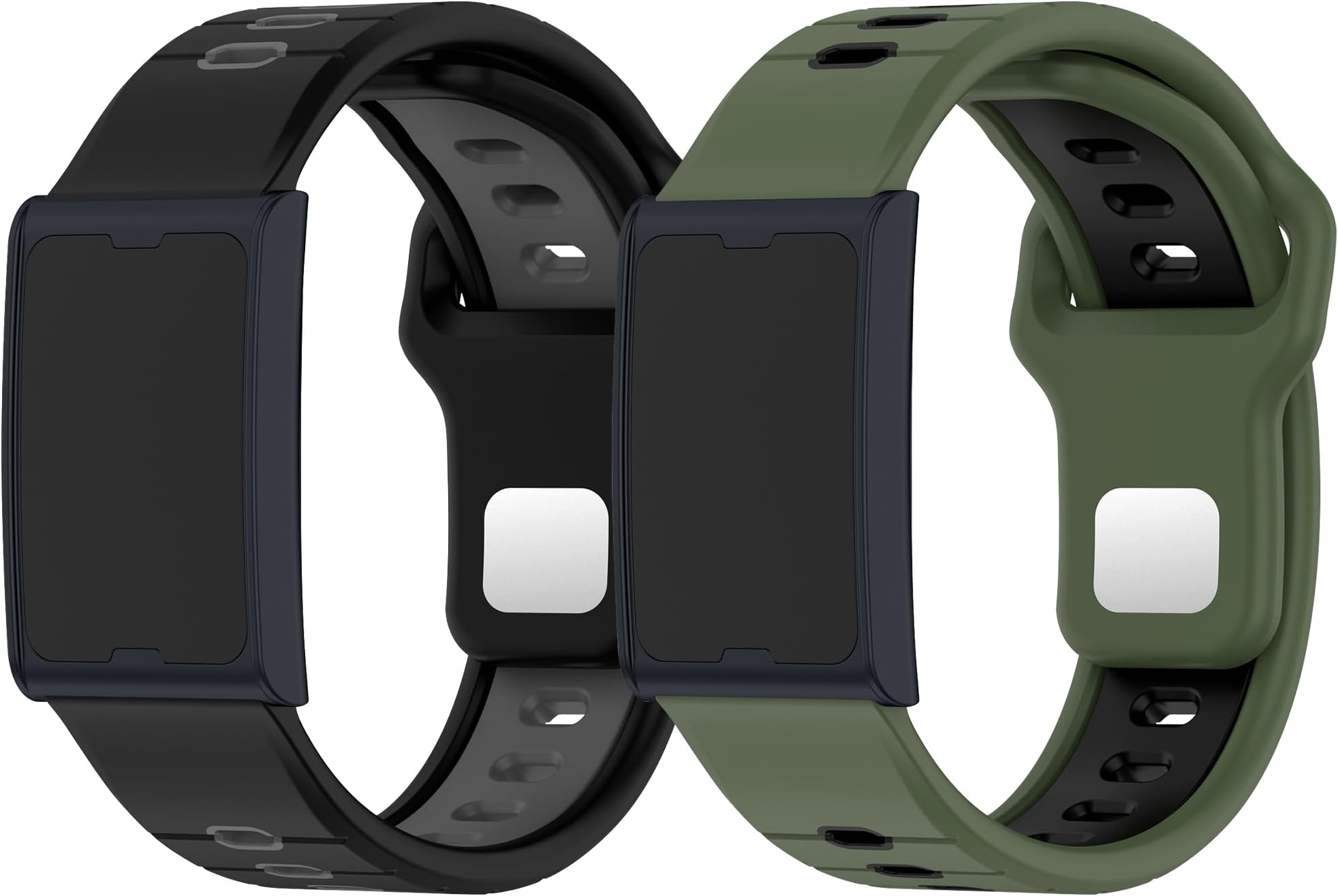 2 Piece Bicolor Watch Straps for Amazfit Helio Silicone Watch Bands,Waterproof Ventilated Silicone Sport Watchbands Quick Release Replacement Bands for Men and Women