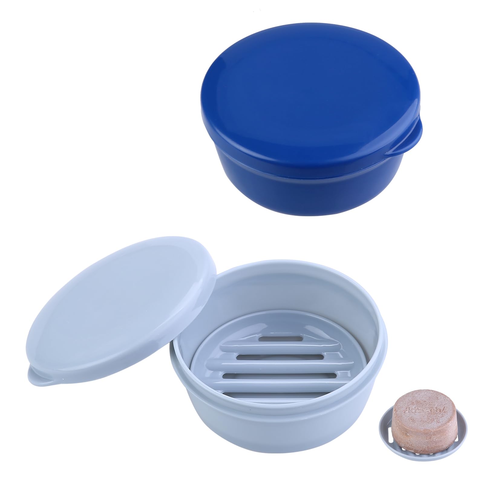 PUTING Soap Holder Travel Case, 4Pack Round Soap Bar Holder Dish with Lid,Leak Proof Soap Box for Shower,Camp(Black,White,Navy Blue,Gray)
