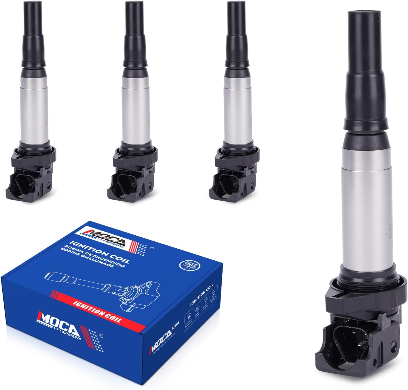 MOCA 4 Pack Ignition Coils UF598 Compatible with 2007-2013 for Mini Cooper 1.6L, 2011-2016 for Mini Cooper Countryman 1.6L, 2013-2016 for Mini Cooper Paceman 1.6L L4