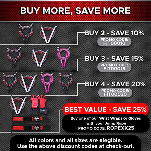 Jump Rope with 2 Adjustable Speed Rope Cables - Weighted - Skipping Rope for Men, Women and Kids - Jumping Rope for CrossFit, Boxing, MMA, Fitness Workout, Cardio Exercise - Professional Jump Ropes