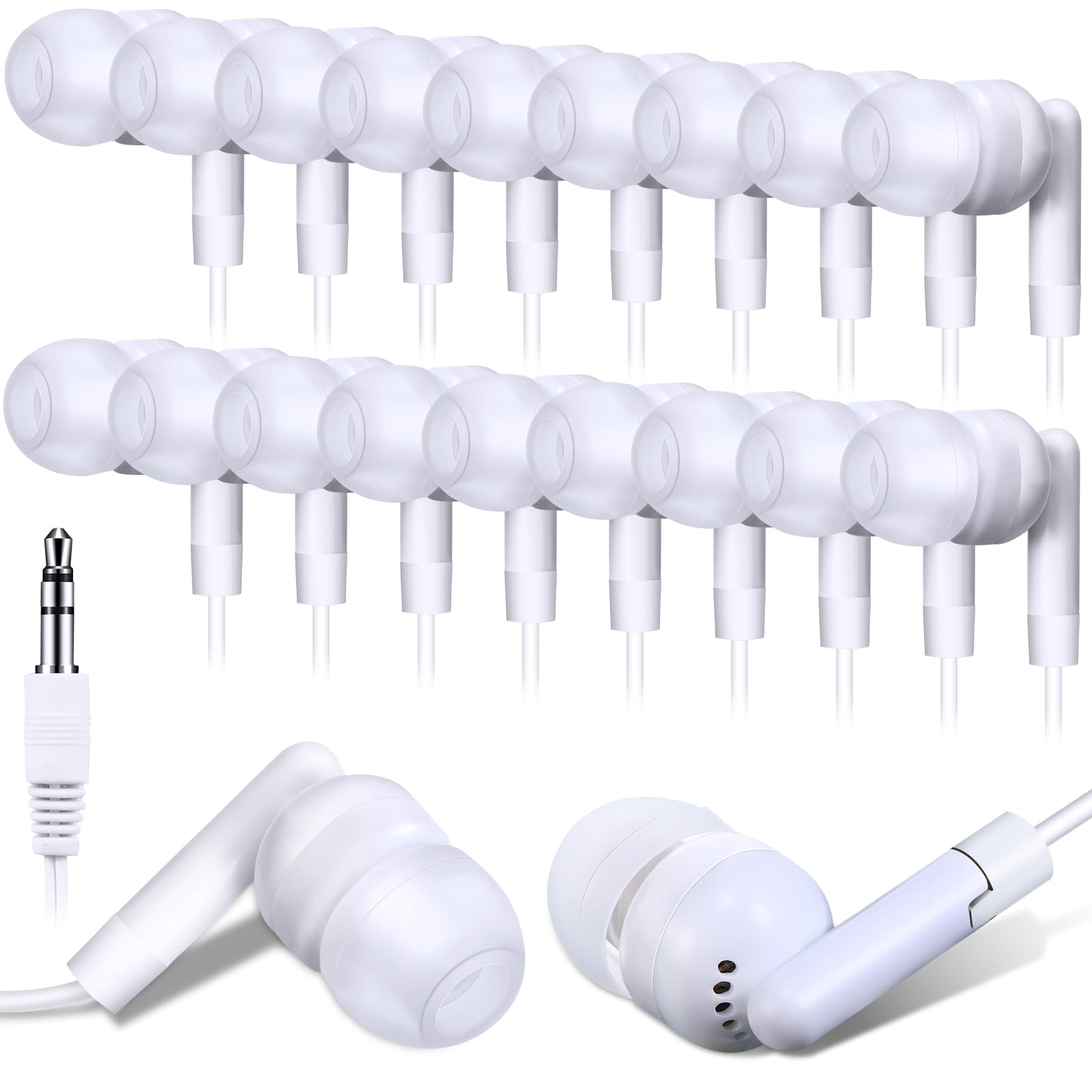 Kanayu 100 Pack Wired Earbuds Bulk for Classroom Ear Headphones Wired Basic Student Earbuds No Microphone with 3.5MM Jack for Class Laptop School