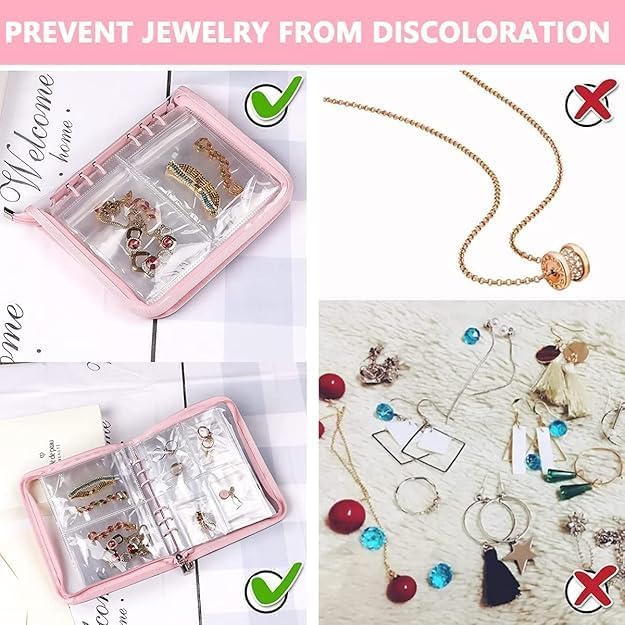 Image of travel Jewelry Organizer Book, Portable Jewelry Case with Removable Pages, Soft Velvet Lining, Large Capacity Jewelry Pouch Bag for Earrings, Rings, Necklaces, Gift for Women (Multi)