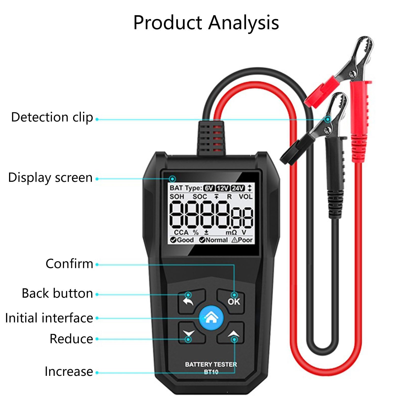 Analyseurs de batterie de véhicule, haute précision pour les tests de tension, mesure de capacité et Diagnostic de résistance, testeur de batterie de voiture